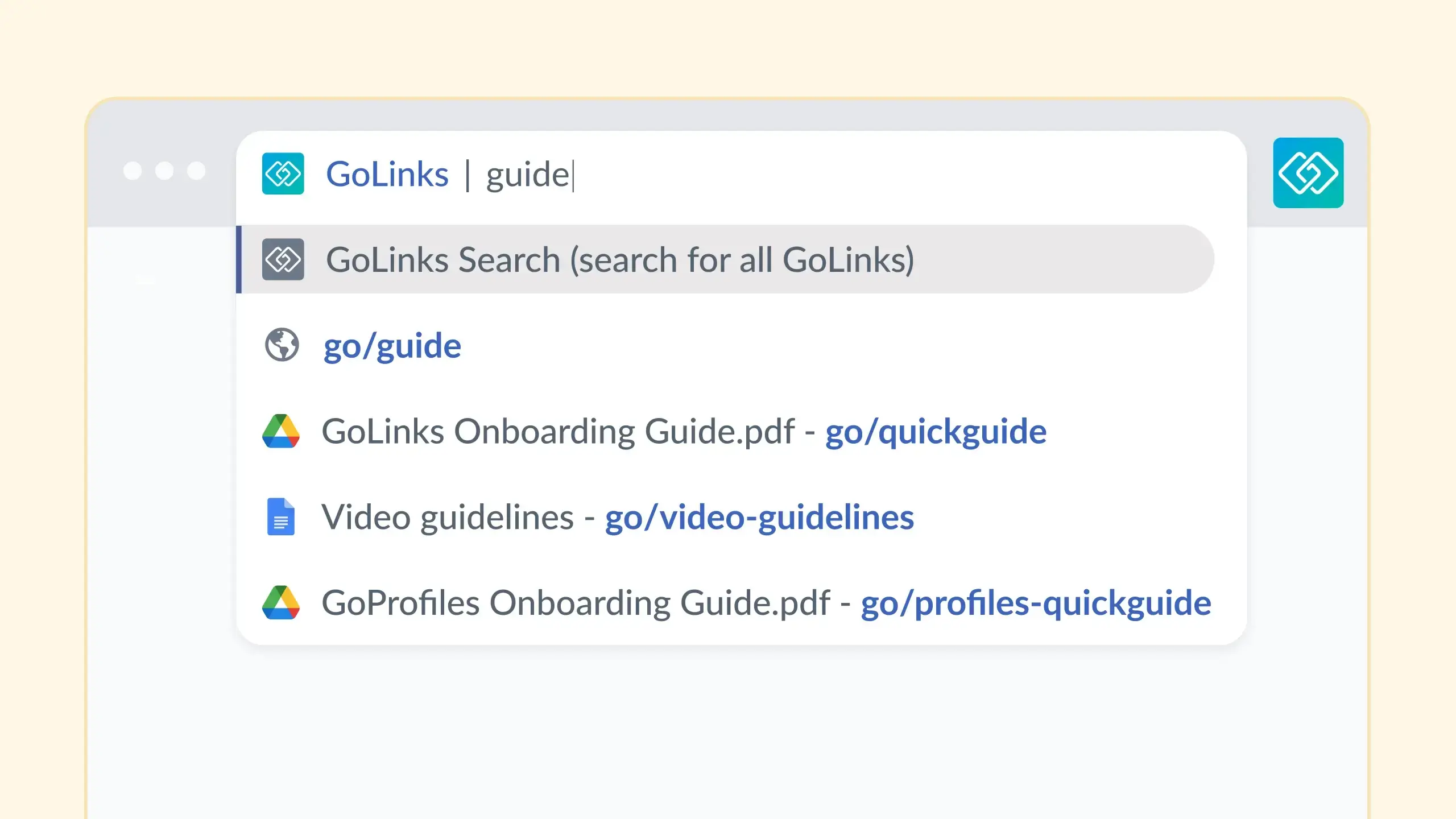 GoLinks Video Tutorial: Search for and access company go links directly from your browser bar