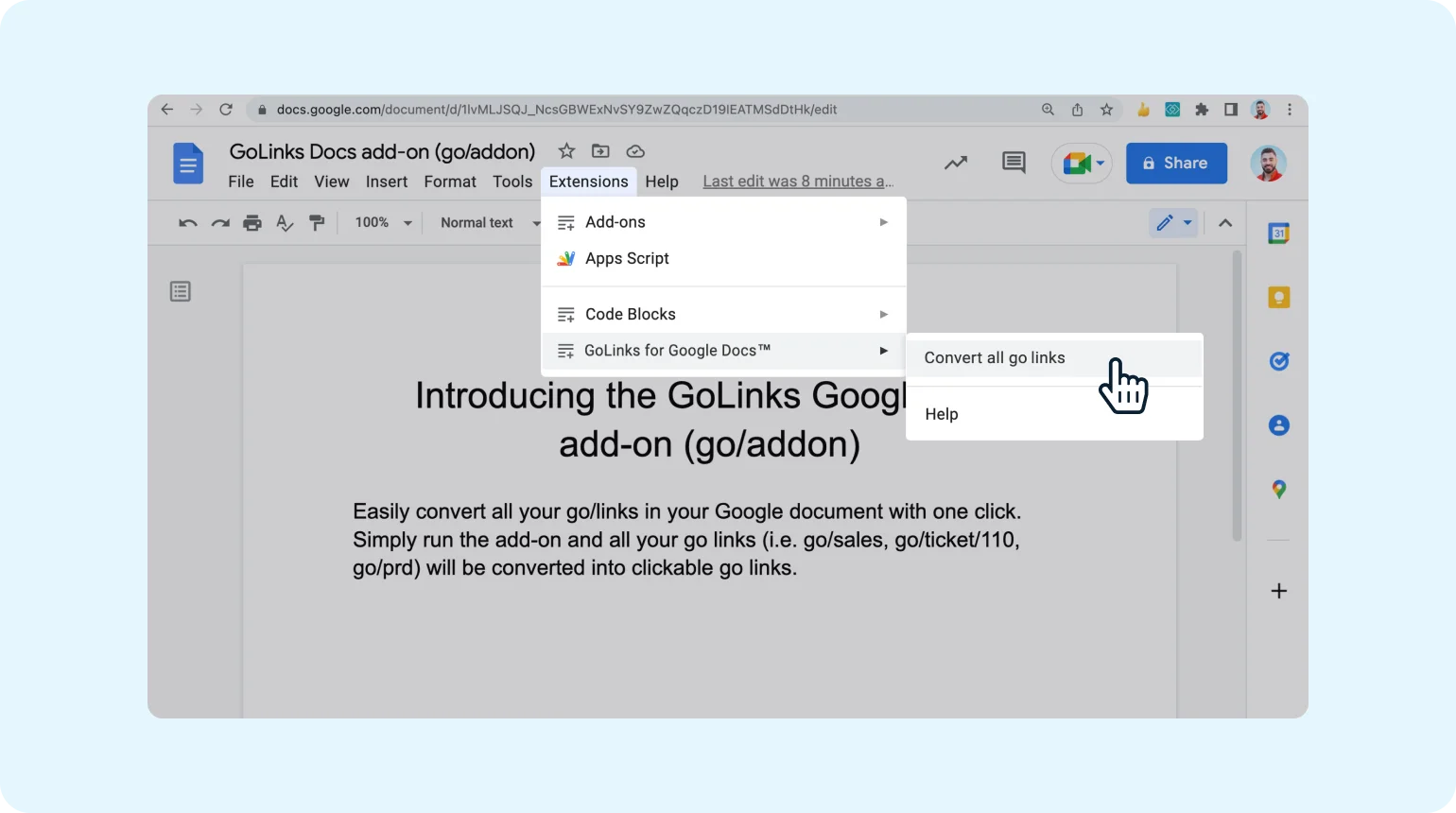 Converting go links in a Google Doc